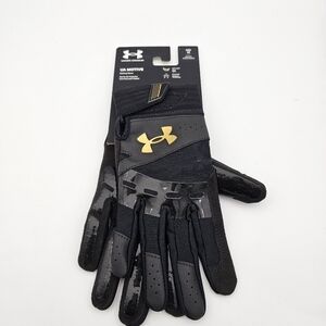 Under Armour Motive Batting Gloves Softball Black/Gold Womens Size M 1372532-001